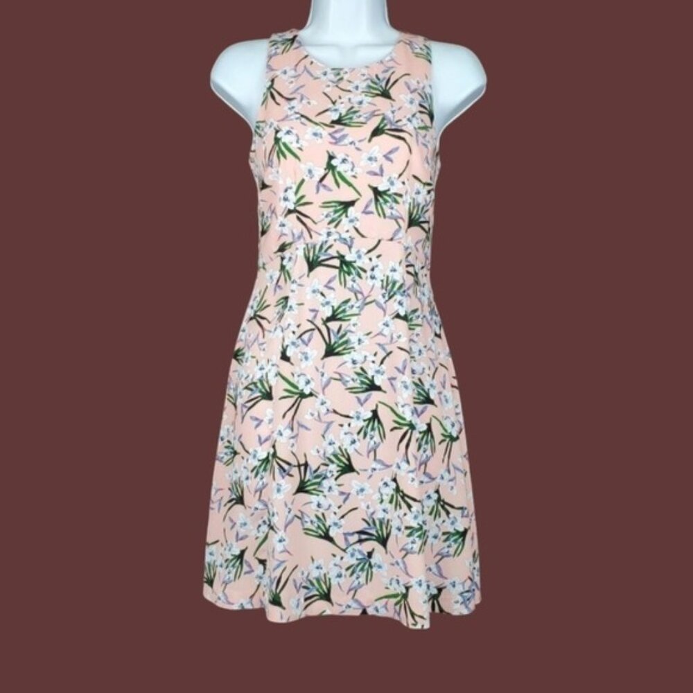 Banana Republic Factory Womens Sleeveless Peach Floral Print Mini Dress Size 0